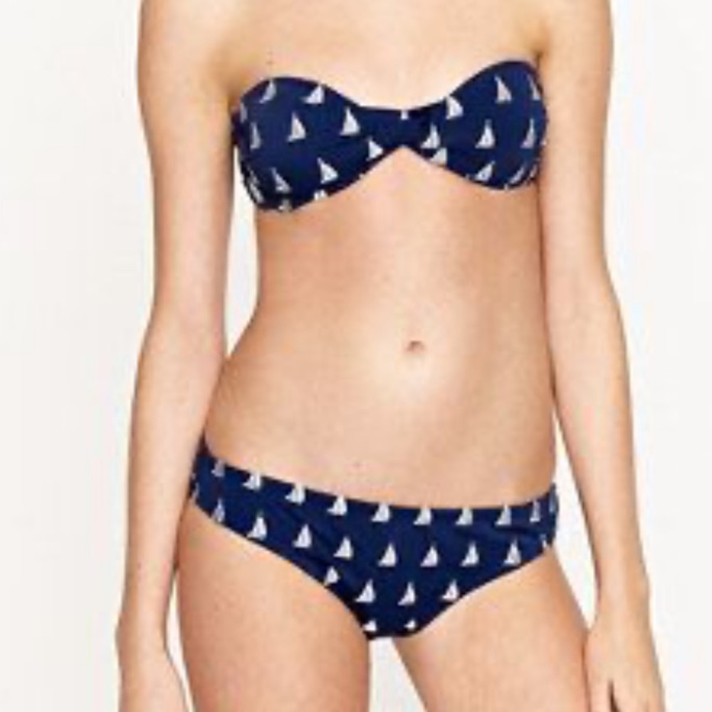 J. Crew Dark Blue Bikini Top with Sailboat Design